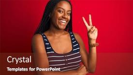  Presentation with african american collaboration - Presentation theme with young-african-american-woman-wearing background and a tawny brown colored foreground