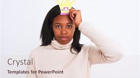  Presentation with pretend - Presentation design having young-african-american-woman-wearing background and a lemonade colored foreground