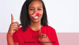  Presentation with pretend - Slides featuring young-african-american-woman-wearing background and a crimson colored foreground
