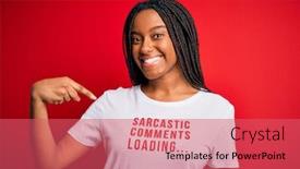  Presentation with african american woman question - Cool new slide set with young-african-american-woman-wearing backdrop and a coral colored foreground