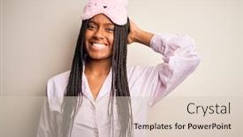  Presentation with african american woman question - Audience pleasing PPT theme consisting of young-african-american-woman-wearing backdrop and a lemonade colored foreground