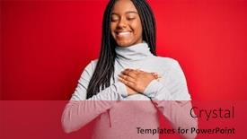  Presentation with chest - Slide deck with young-african-american-woman-wearing background and a red colored foreground