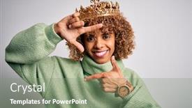  Presentation with golden woman - Slide set featuring young-african-american-woman-wearing background and a seafoam green colored foreground