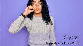 Presentation with lips mouth - Presentation design with young-african-american-woman-wearing background and a light blue colored foreground