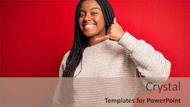  Presentation with red telephone - Audience pleasing theme consisting of young-african-american-woman-wearing backdrop and a coral colored foreground