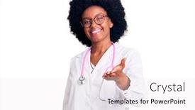  Presentation with acceptance - Colorful presentation enhanced with young-african-american-woman-wearing backdrop and a white colored foreground