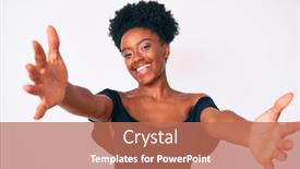  Presentation with hug - Colorful presentation theme enhanced with young-african-american-woman-wearing backdrop and a coral colored foreground