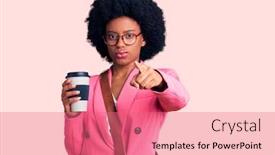  Presentation with leather bag - Presentation theme having young-african-american-woman-wearing background and a coral colored foreground