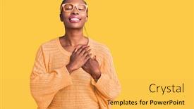 Presentation with african woman - Audience pleasing PPT layouts consisting of young-african-american-woman-wearing backdrop and a yellow colored foreground
