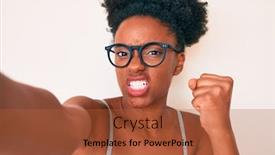  Presentation with yelling - Cool new slide deck with young-african-american-woman-wearing backdrop and a red colored foreground