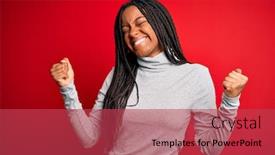  Presentation with african woman - Presentation theme featuring young-african-american-woman-wearing background and a red colored foreground