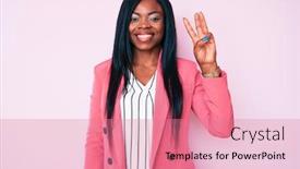  Presentation with african american business - Colorful presentation design enhanced with young-african-american-woman-wearing backdrop and a coral colored foreground