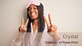  Presentation with pajama - Colorful PPT layouts enhanced with young-african-american-woman-wearing backdrop and a soft green colored foreground