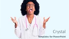  Presentation with eye african american models - PPT theme featuring young-african-american-woman-wearing background and a white colored foreground