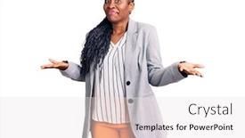  Presentation with african american business - Slide set featuring young-african-american-woman-wearing background and a sky blue colored foreground