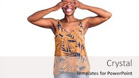  Presentation with blind - Colorful presentation theme enhanced with young-african-american-woman-wearing backdrop and a lemonade colored foreground