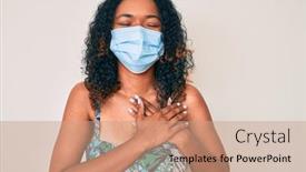  Presentation with medical face mask - Theme having young-african-american-woman-wearing background and a coral colored foreground
