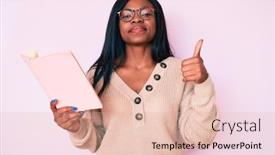  Presentation with book glasses - Colorful slides enhanced with young-african-american-woman-wearing backdrop and a lemonade colored foreground
