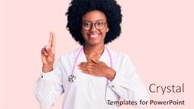  Presentation with doctor african - Cool new PPT layouts with young-african-american-woman-wearing backdrop and a lemonade colored foreground