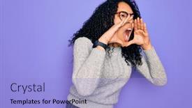  Presentation with african american presenter - Slides enhanced with young-african-american-woman-wearing background and a light blue colored foreground