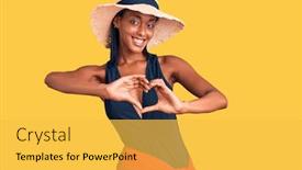  Presentation with american heart - Cool new slide deck with young-african-american-woman-wearing backdrop and a yellow colored foreground