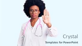  Presentation with sing - Beautiful slide deck featuring young-african-american-woman-wearing backdrop and a sky blue colored foreground