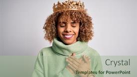  Presentation with golden woman - Audience pleasing presentation theme consisting of young-african-american-woman-wearing backdrop and a mint green colored foreground