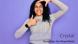  Presentation with creativity - PPT theme with young-african-american-woman-wearing background and a light blue colored foreground