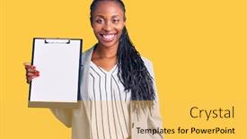  Presentation with african american business - Beautiful slide set featuring young-african-american-woman-wearing backdrop and a yellow colored foreground