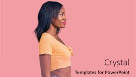  Presentation with elementary school african american female - Slide deck with young-african-american-woman-wearing background and a coral colored foreground