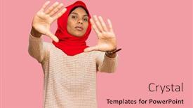  Presentation with islamic - Colorful PPT layouts enhanced with young-african-american-woman-wearing backdrop and a coral colored foreground