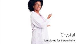  Presentation with doctor african - Beautiful PPT theme featuring young-african-american-woman-wearing backdrop and a white colored foreground