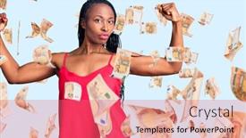  Presentation with proud american - Slides enhanced with young-african-american-woman-wearing background and a coral colored foreground