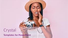  Presentation with african american dental - Cool new PPT layouts with young-african-american-woman-wearing backdrop and a pink colored foreground