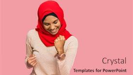  Presentation with islamic - Slide set featuring young-african-american-woman-wearing background and a coral colored foreground