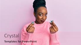  Presentation with salary - Colorful slide set enhanced with young-african-american-woman-wearing backdrop and a coral colored foreground