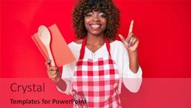  Presentation with african american woman question - PPT theme featuring young-african-american-woman-wearing background and a red colored foreground