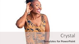  Presentation with listening woman - Slide set featuring young-african-american-woman-wearing background and a lemonade colored foreground