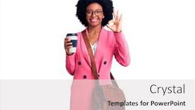  Presentation with leather bag - Amazing presentation design having young-african-american-woman-wearing backdrop and a light gray colored foreground