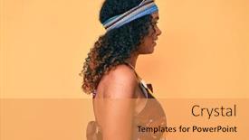  Presentation with hippie - PPT theme featuring young-african-american-woman-wearing background and a yellow colored foreground