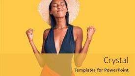  Presentation with summer celebration - Presentation theme consisting of young-african-american-woman-wearing background and a yellow colored foreground
