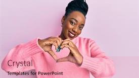  Presentation with american heart - Presentation theme having young-african-american-woman-wearing background and a coral colored foreground