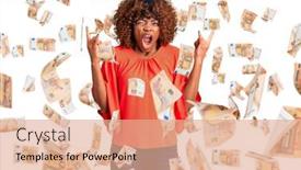  Presentation with rock music - Slide set with young-african-american-woman-wearing background and a coral colored foreground