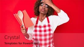  Presentation with recipe book - Slide set having young-african-american-woman-wearing background and a red colored foreground