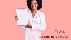  Presentation with clipboard stethoscope - Cool new slides with young-african-american-woman-wearing backdrop and a lemonade colored foreground