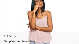  Presentation with african american woman question - Colorful PPT theme enhanced with young-african-american-woman-wearing backdrop and a sky blue colored foreground