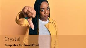  Presentation with negative - PPT layouts enhanced with young-african-american-woman-wearing background and a gold colored foreground