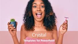 Presentation with razor - Colorful presentation design enhanced with young-african-american-woman-wearing backdrop and a coral colored foreground