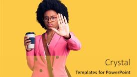  Presentation with leather bag - Colorful slide deck enhanced with young-african-american-woman-wearing backdrop and a yellow colored foreground