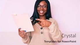  Presentation with book glasses - Amazing PPT theme having young-african-american-woman-wearing backdrop and a lemonade colored foreground